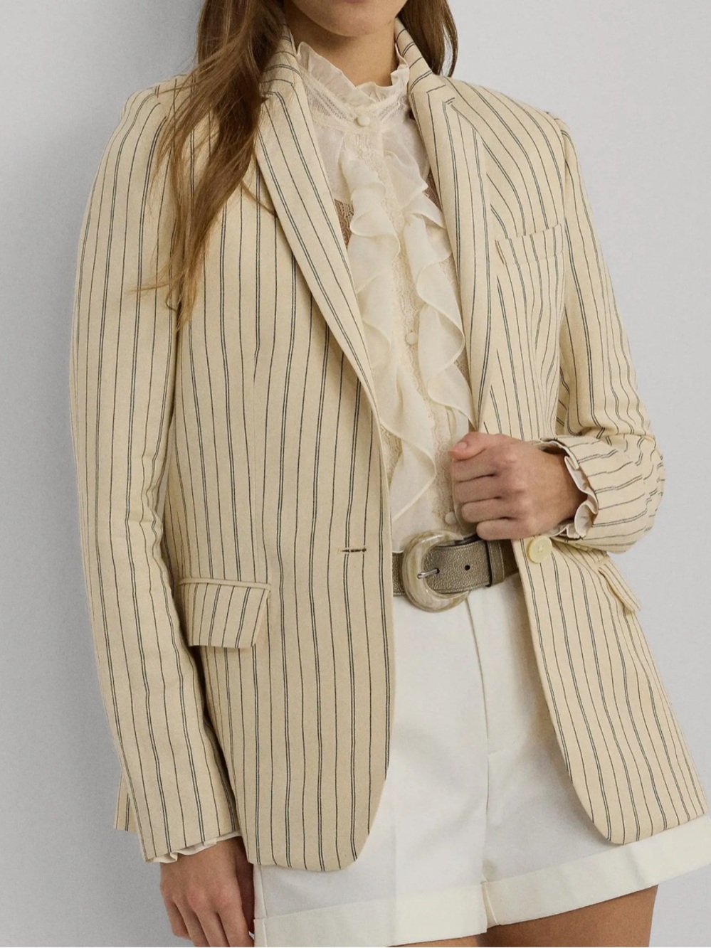 Ralph Lauren Pinstripe Linen Blend Blazer